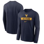 West Virginia Nike Dri-Fit Sideline Team Issue Long Sleeve Tee